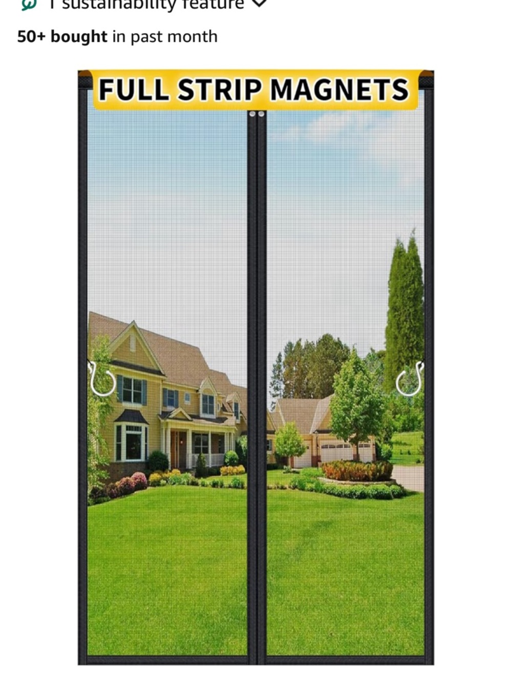 Magnetic Screen Door Full Strip Magnets - Black Mesh